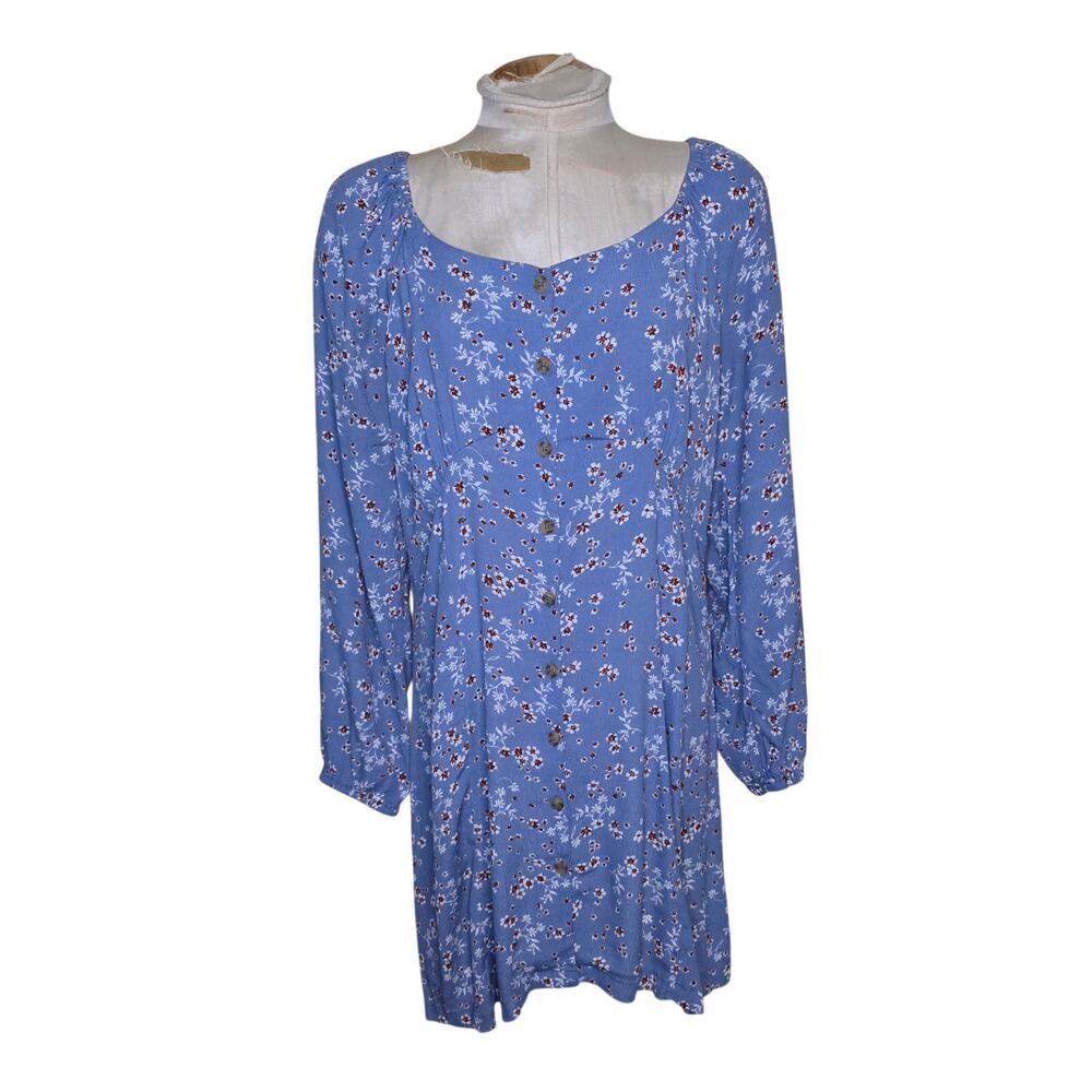 Cotton On floral babydoll mini dressâ long sleeves button-front Size XL
